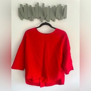 Cotton red long sleeve shirt; simple and clean fit